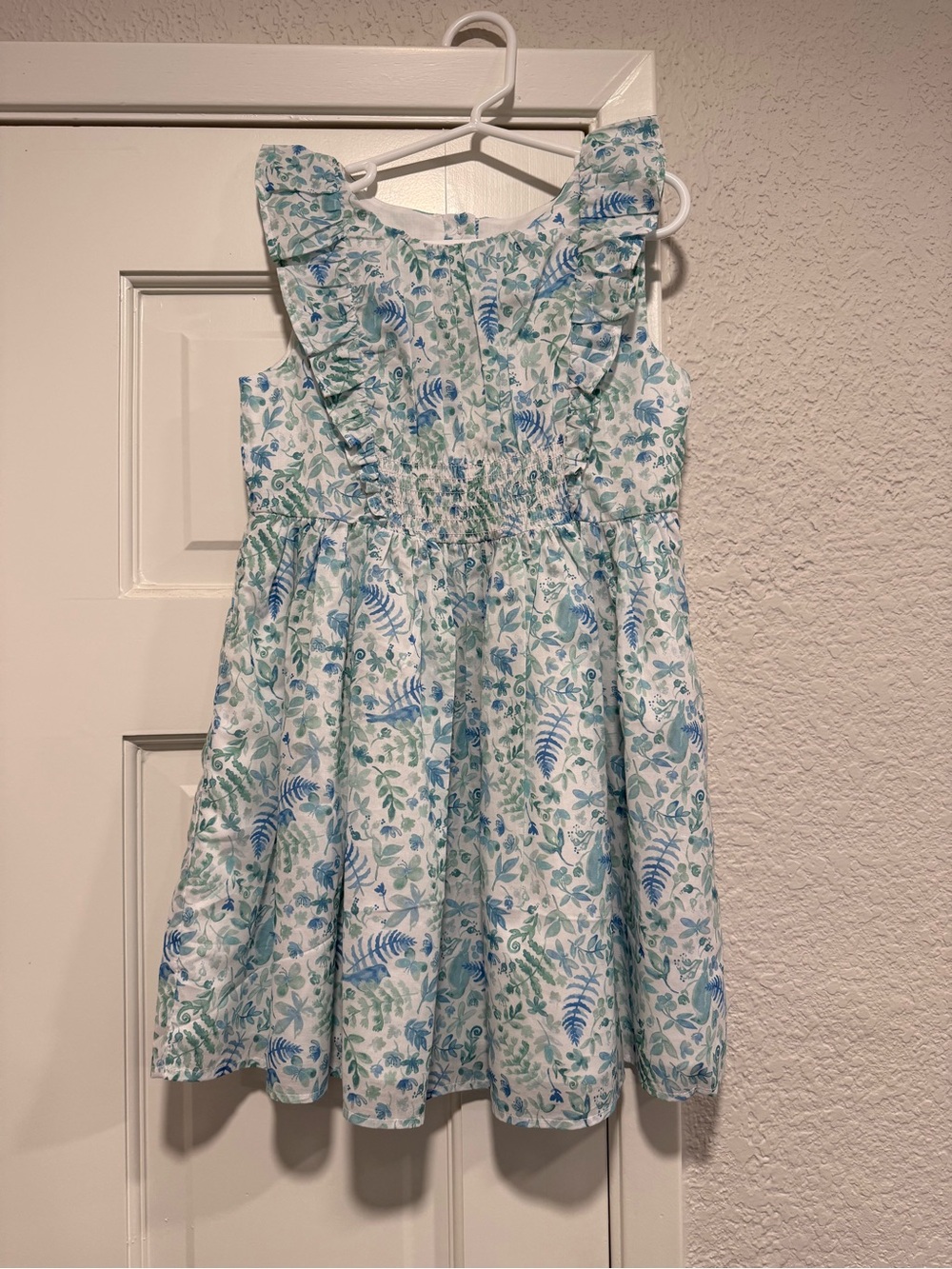 Janie and Jack Blue & Green Floral Ruffle Dress